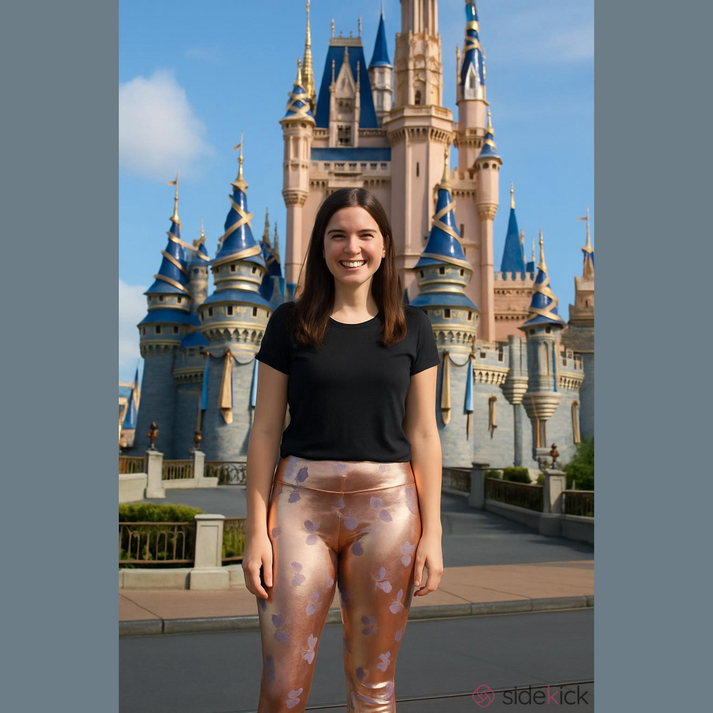 Women's Disney Rose Gold Pink Metallic Leggings - Size XS - Picture 2 of 8